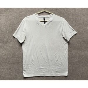 Lululemon Shirt Men Large Off White Short Sleeve V Neck Daily Athleisure EUC